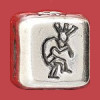 10x10mm Sterling Silver Southwest Kokopelli Design CUBE Bead