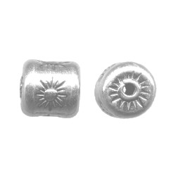 10x11mm Sterling Silver Sunburst Design CYLINDER Beads