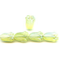 8x12mm Transparent Jonquil Yellow Matte A/B Vitrail Pressed Glass TULIP Beads