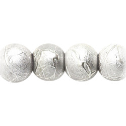 8mm Silver Splatter Pressed Glass TEXTURED ROUND Beads