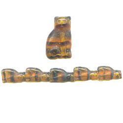 9x15mm Transparent Brown Tortoise Pressed Glass Sitting CAT Beads