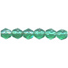 6mm Transparent Dark Green Pressed Glass (Firepolished) FACETED ROUND Beads