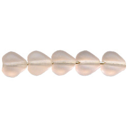 6x6mm Transparent Light Pink Matte Pressed Glass HEART Beads