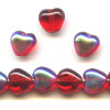 6mm Transparent Ruby Red A/B Vitrail Pressed Glass HEART Beads