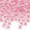 4mm Transparent, Hot Pink Lined, Matte Czech Glass "E" BEADS (Rocaille)