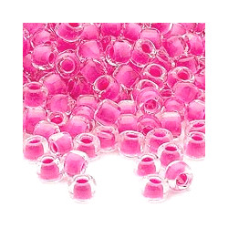 4mm Bubblegum Pink Lined Czech Glass "E" BEADS (Rocaille)