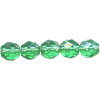 8mm Transparent Green Pressed Glass (Firepolished) FACETED ROUND Beads