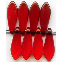 5x16mm Transparent Ruby Red Pressed Glass DAGGER Beads