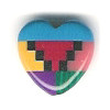 12mm Inlaid Block Gemstone PUFFY HEART Bead - *Red Steps*