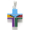 13x15mm Inlaid Block Gemstone & Sterling Silver CROSS, CRUCIFIX Pendant w/Sterling Silver Bail