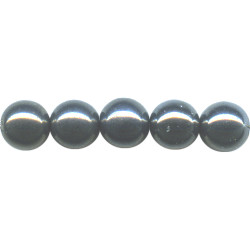 9mm Opaque Black Luster (Gunmetal) Pressed Glass SMOOTH ROUND Beads