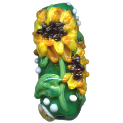 20x35mm *Sunflower* TUBULAR Pendant / Focal Bead ~ Lee Lynn Thompson