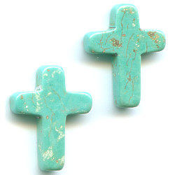 12x16mm Stabilized Blue Turquoise CROSS/CRUCIFIX Beads