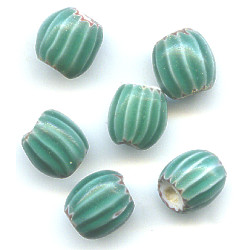 8x9mm *Vintage* 3-layer Watermelon Chevron OVAL / BARREL Beads