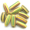 6x15mm *Vintage* Multi-striped Yellow African Watermelon Trade Beads #1