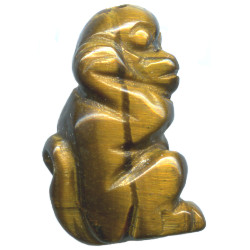 12x20mm Tigereye 3-D MONKEY Animal Fetish Bead