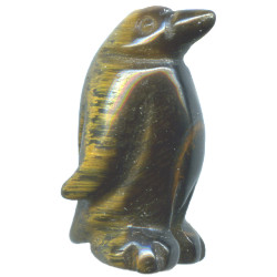 12x22mm Tigereye 3-D PENGUIN Animal Fetish Bead