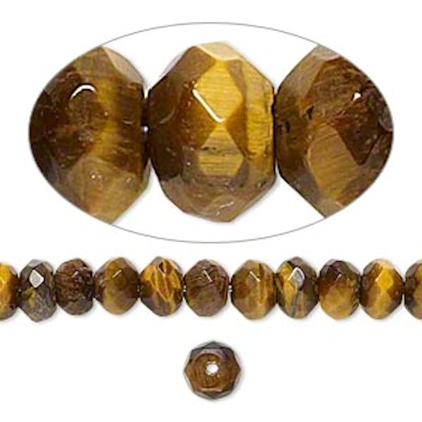 6x4mm TIGER EYE (Natural) Faceted RONDELLE, B grade