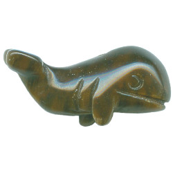 10x22mm Tigereye 3-D WHALE Animal Fetish Bead