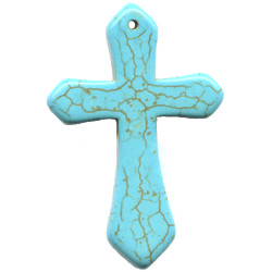 28x48 Turquoise Magnesite (Dyed) CROSS, CRUCIFIX Pendant/Focal Bead