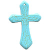 28x48 Turquoise Magnesite (Dyed) CROSS, CRUCIFIX Pendant/Focal Bead