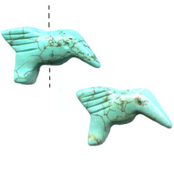 12x20mm Chalk Turquoise (Magnesite) HUMMINGBIRD Animal Fetish Beads