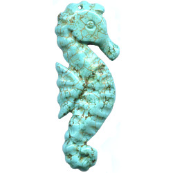 10x20x58mm Turquoise Magnesite SEAHORSE PENDANT / Focal Bead Component