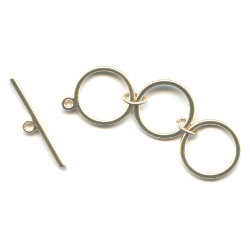 15mm dia. Goldtone 3-Ring TOGGLE CLASP