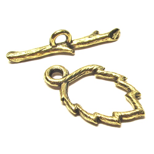 22x12mm Gold-Plated Pewter Leaf & Branch TOGGLE CLASP