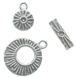 17mm dia. Pewter Toggle Clasp & 9mm Charm Set ~ Celestial