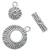 17mm dia. Pewter Toggle Clasp & 9mm Charm Set ~ Celestial