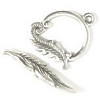 15mm dia. Silvertone Pewter Feather TOGGLE CLASP