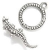 15mm dia. Antiqued Silvertone Pewter Lizard / Gecko TOGGLE CLASP