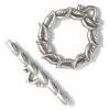 15mm dia. Silvertone Pewter Leaf TOGGLE CLASP