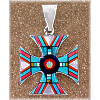 1-11/16" x 1-1/8" Micro Inlaid Gemstone & Sterling Silver Pendant - *CROSS*