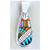 5/8" x 1-7/8" Micro Inlaid Gemstone & Sterling Silver Pendant - *TEARDROP*