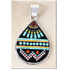 1-1/4" x 2-3/16" Micro Inlaid Gemstone & Sterling Silver Pendant - *TEARDROP*