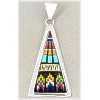 1" x 2-3/8" Micro Inlaid Gemstone & Sterling Silver Pendant - *TRIANGLE*