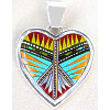 1-1/4" x 1-3/4" Micro Inlaid Gemstone & Sterling Silver Pendant - *HEART*