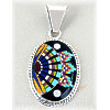 7/8" x 1-3/16" Micro Inlaid Gemstone & Sterling Silver Pendant - *OVAL*