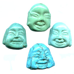 17x17mm Chinese Blue Turquoise BUDDHA HEAD Bead