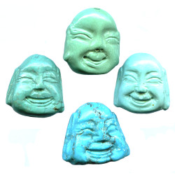 17x17mm Chinese Blue Turquoise BUDDHA HEAD Bead