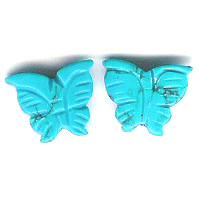 12x15mm Blue Matrix Chalk Turquoise BUTTERFLY/MOTH Animal Fetish Bead