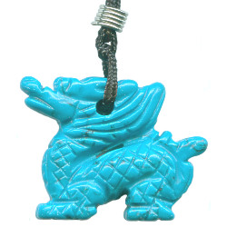 24x33mm Blue Chalk Turquoise (Dyed) DRAGON Animal Fetish Pendant/Focal Bead