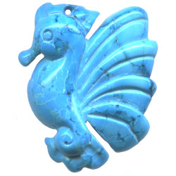 41x51mm Blue Chalk Turquoise SEAHORSE Pendant/Focal Bead