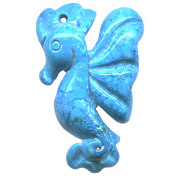 26x45mm Blue Chalk Turquoise SEAHORSE Pendant/Focal Bead