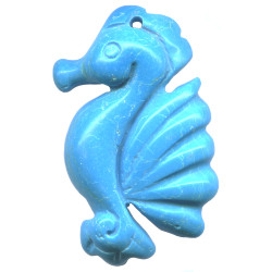 31x41mm Blue Chalk Turquoise SEAHORSE Pendant/Focal Bead