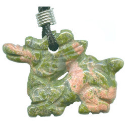 24x33mm Unakite DRAGON Animal Fetish Pendant/Focal Bead