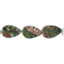 7x11mm Unakite Carved LEAF Beads