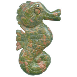 30x50mm Unakite SEAHORSE Pendant/Focal Bead